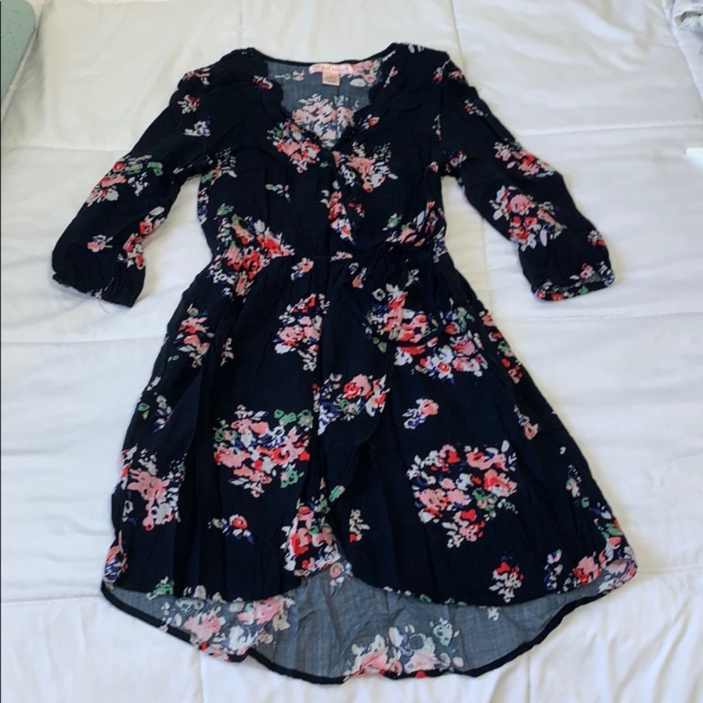 Dark navy blue and floral dress